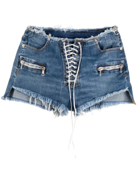 lace-up denim shorts