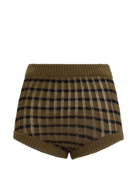 checked knit mini shorts