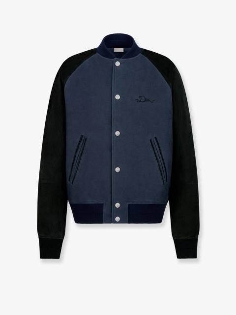 Dior Men Dior Ribbon College Cotton And Suede Bomber