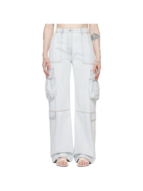 Blue Oversized Denim Cargo Pants