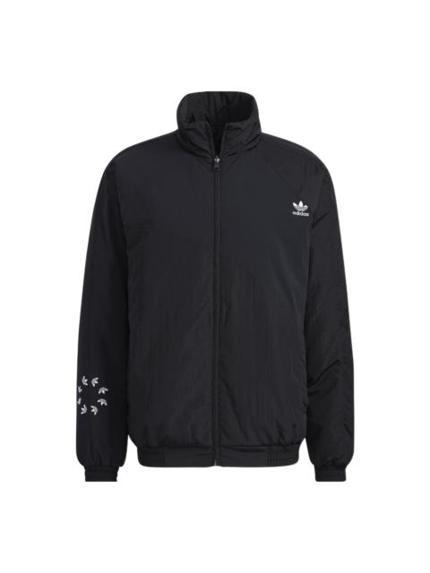 Men's adidas originals Bold Jacket Logo Printing Sports Padded Jacket Black HE6611