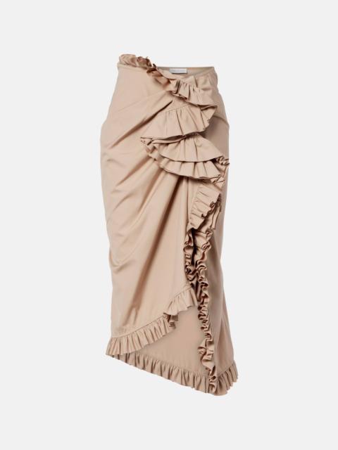Ruffled draped midi skirt