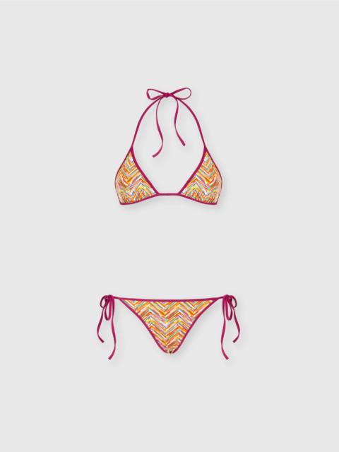 Reversible triangle bikini with print