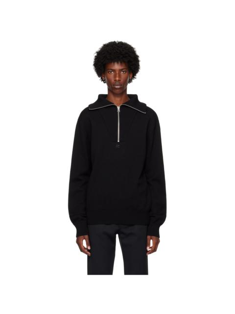 Black Trucker Wool Sweater