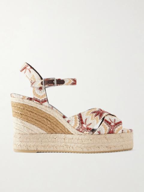 Carmen Striped Woven Wedge Sandals