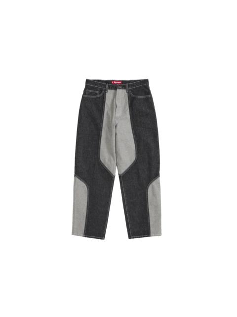 Supreme 2 Tone Paneled Baggy Jean Black