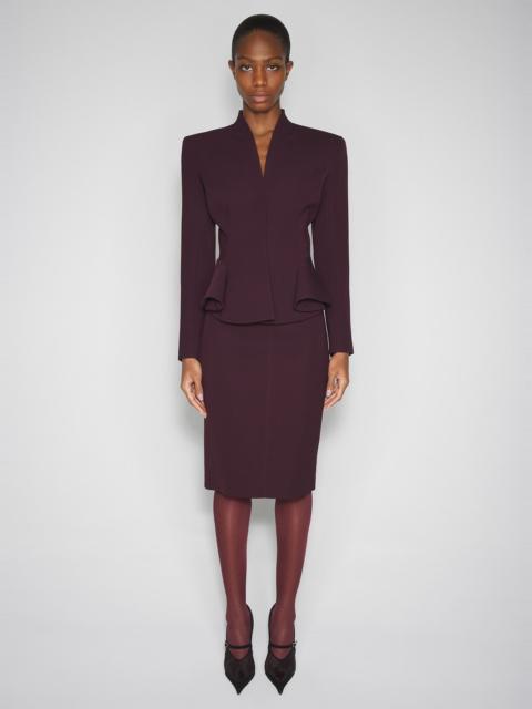 burgundy buckled tailored skirt
