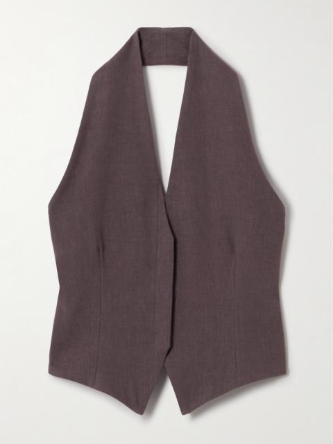 Umbra Stretch-wool, Organic Cotton And Hemp-blend Halterneck Vest