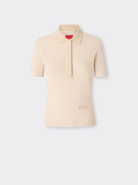 Piquet polo shirt with embroidered Ferrari logo
