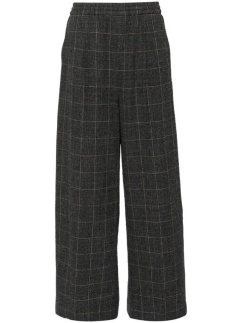 checked straight trousers