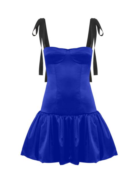 Patrice Bustier Satin Mini Dress blue