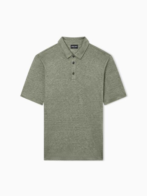 SHORT-SLEEVED POLO SHIRT IN PURE LINEN JERSEY