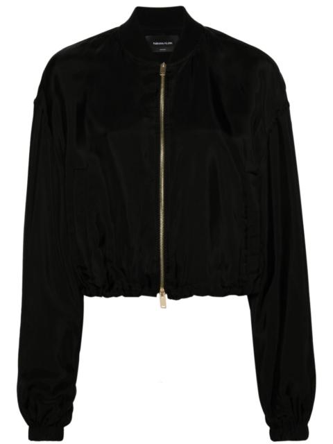 zipped satin bomber jacket