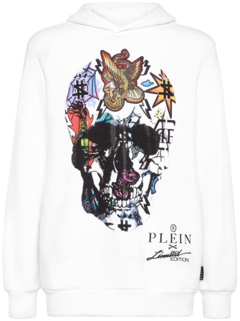crystal-embellished skull hoodie