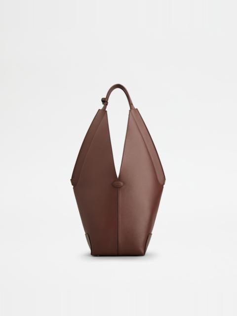 TOD'S DI BAG FOLIO SHOULDER BAG IN LEATHER SMALL - BROWN