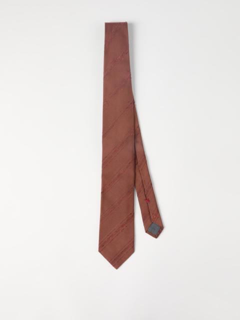 Slubbed stripes silk and cotton tie