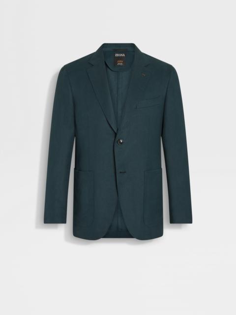 DARK TEAL BLUE OASI LINO BLUE FLOWER JACKET