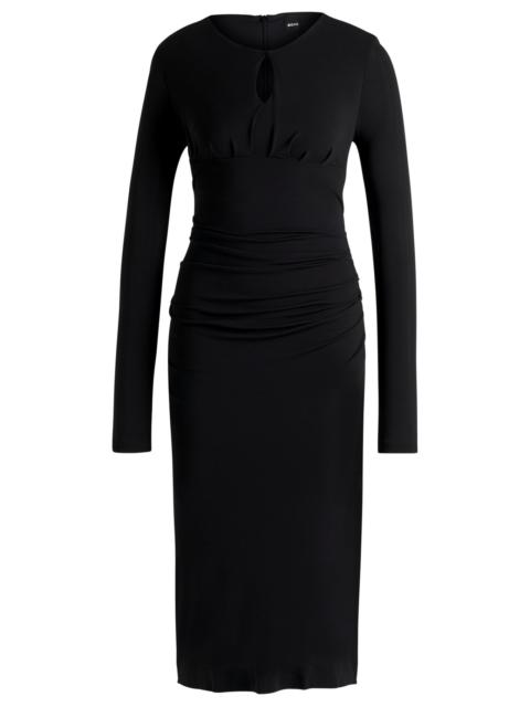 MATTE-JERSEY DRESS WITH KEYHOLE NECKLINE