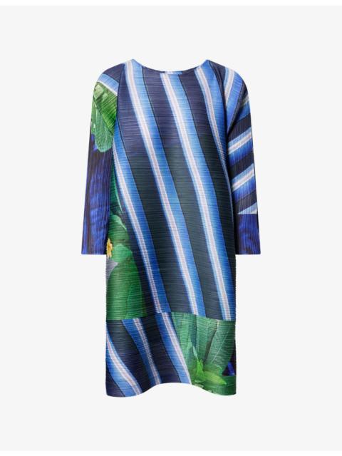 City Collage-Print Knitted Dress