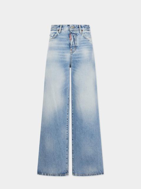 LIGHT DIAGONALE WASH BAGGY JEANS