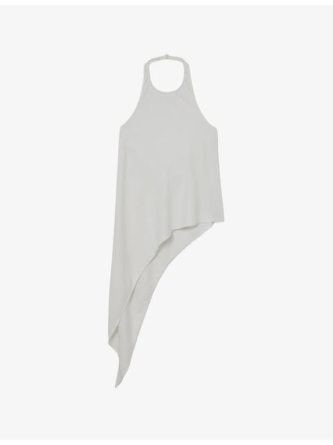 Quinn Asymmetric-Hem Stretch-Woven Top