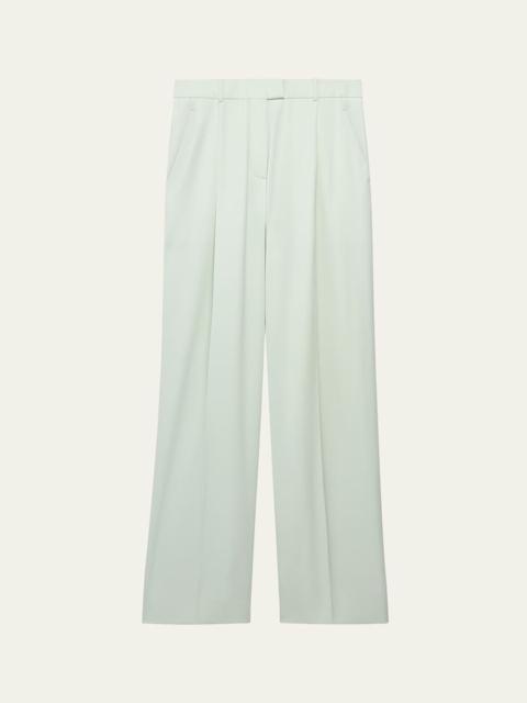 Pleated Wide-Leg Wool Pants