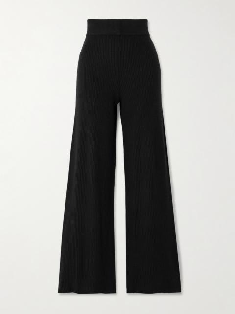 Banvir Ribbed Organic Cashmere Wide-leg Pants