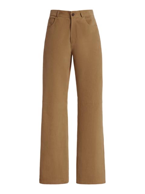Korea Suede Mid-Rise Flared-Leg Jeans neutral