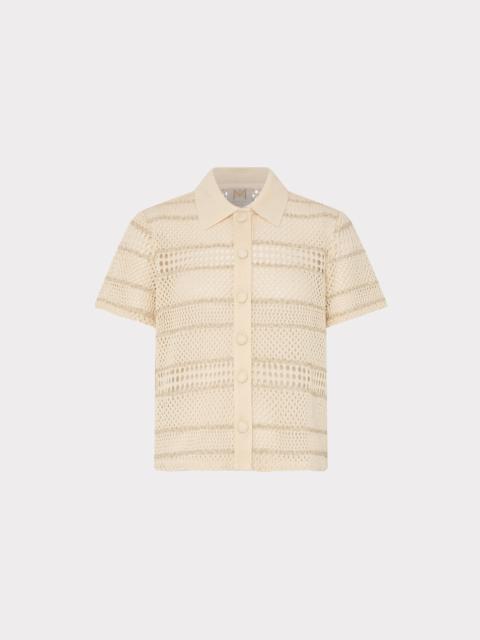 Crochet Knit Short Sleeve Button Up