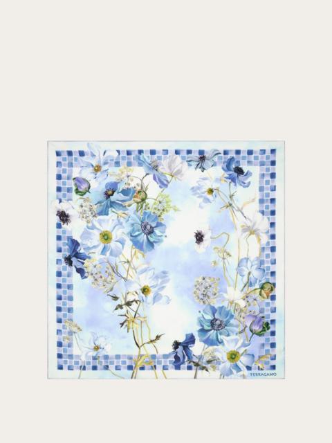 Fiori print silk scarf
