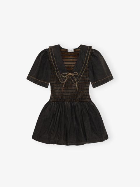 BLACK WASHED SMOCK DRESS
