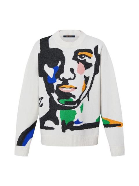LOUIS VUITTON Intarsia Cashmere Wool Crewneck Sweater 'White Multi' 1ABXY7