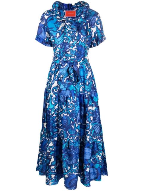 belted waist mid-calf length dress