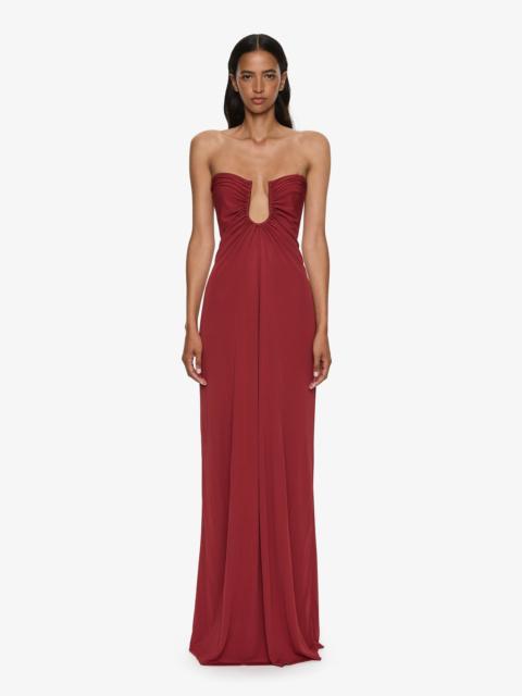 Arced Palm Strapless Dress