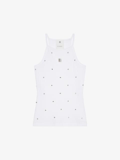 SLIM FIT TANK TOP IN COTTON WITH 4G AND CRYSTALS