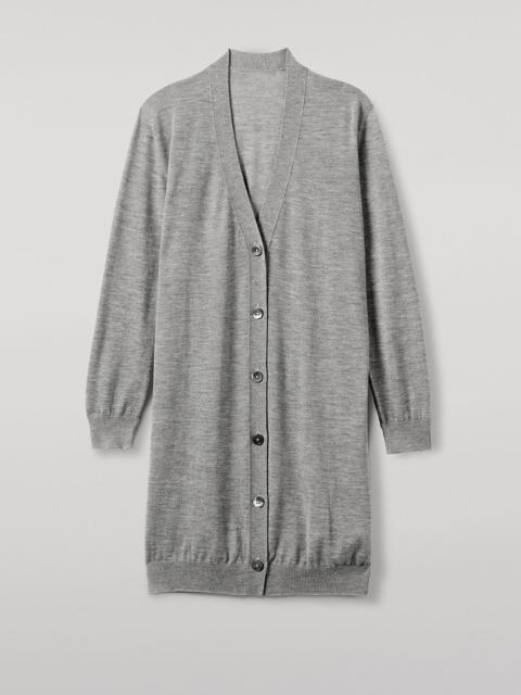 Elise Grey Long Superfine Cashmere Cardigan