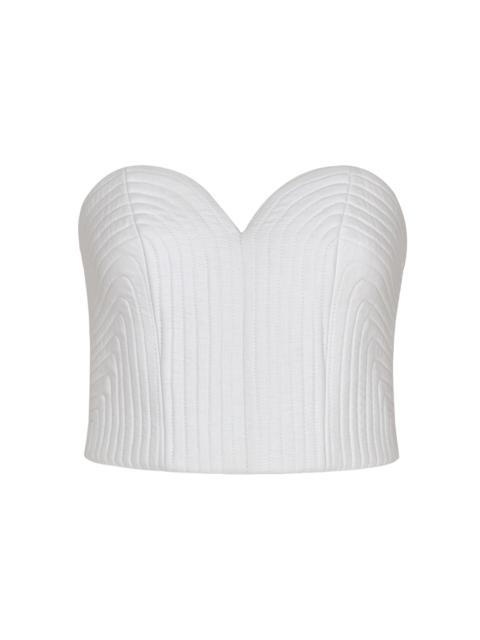 De Sal Strapless Linen Top off-white