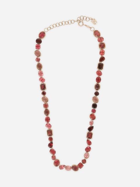 Rainbow Necklace 18 carat red gold and pink tourmalines