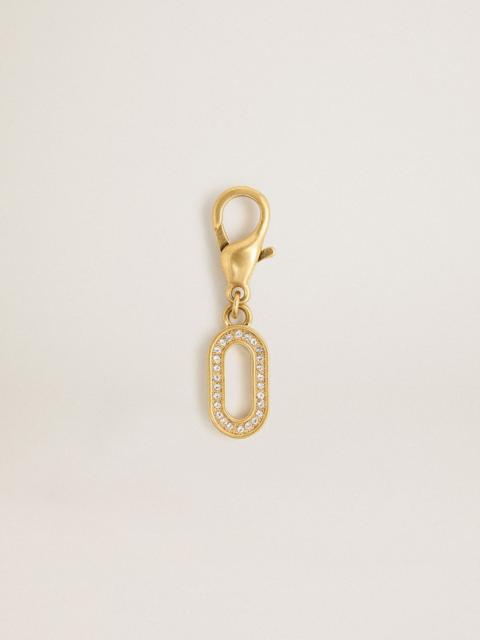 Letter O charm in gold-colored brass with crystals