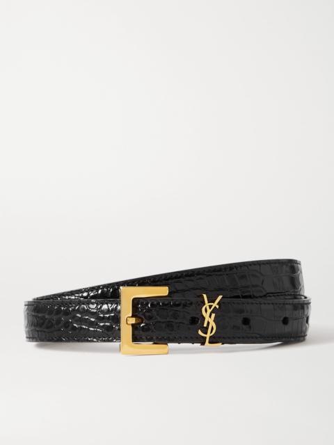 Cassandre Embellished Croc-effect Leather Belt