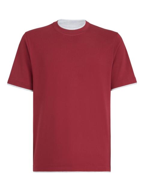 crew-neck faux-layering T-shirt