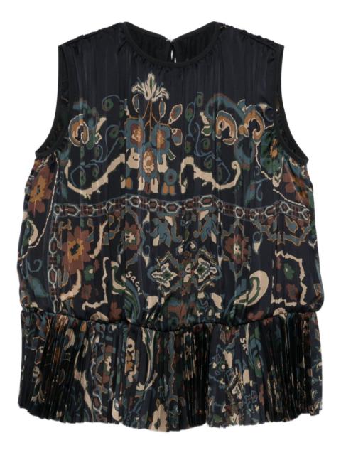 pleated paisley-print top