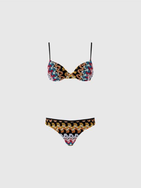 Balconette bikini in lamé viscose lace