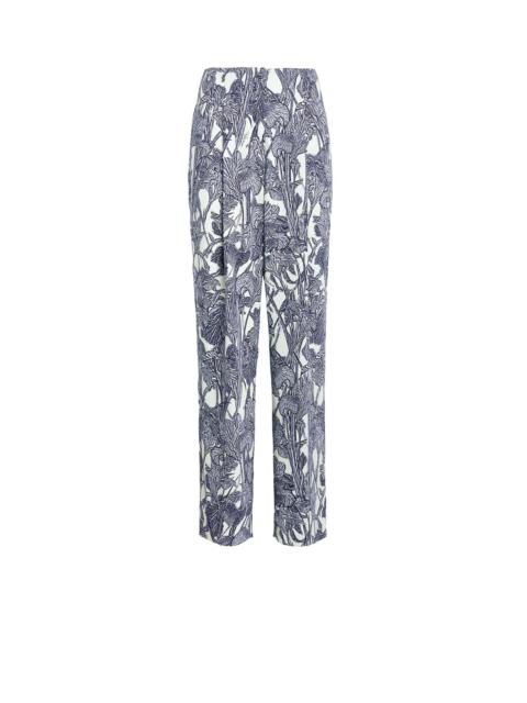 Iris print straight leg trousers