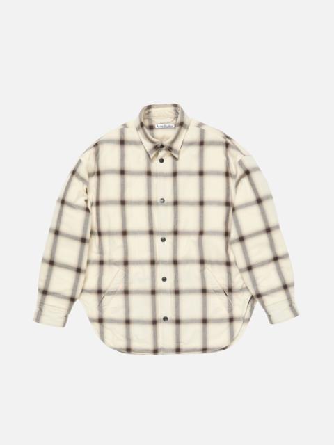 Flannel button-up shirt - Beige/multi
