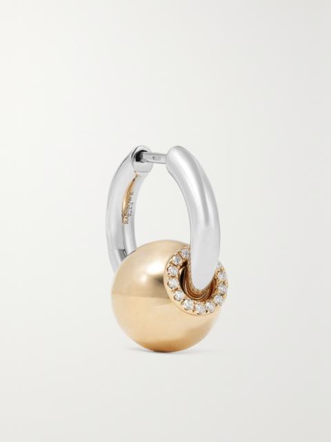 14-karat Yellow And White Gold Diamond Single Hoop Earring