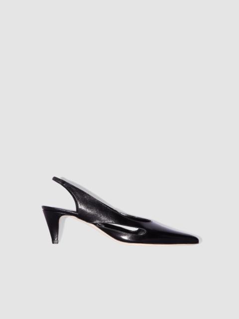 Runa Black Creased Calf Leather Slingback Pump