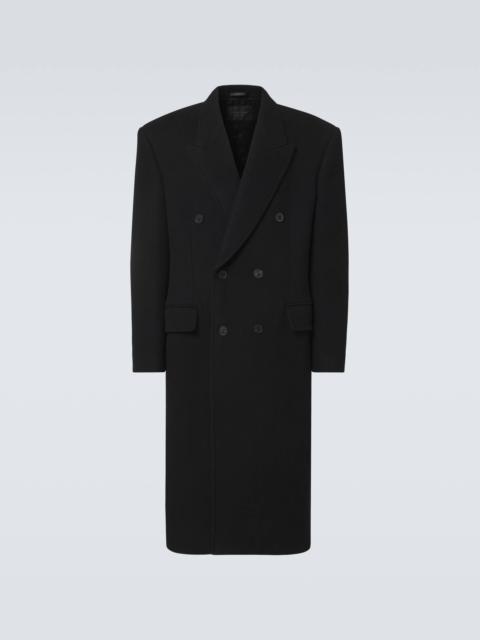 Double-breasted cashmere and wool overcoat