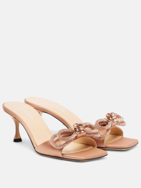 Double Bow embellished satin 65 mules