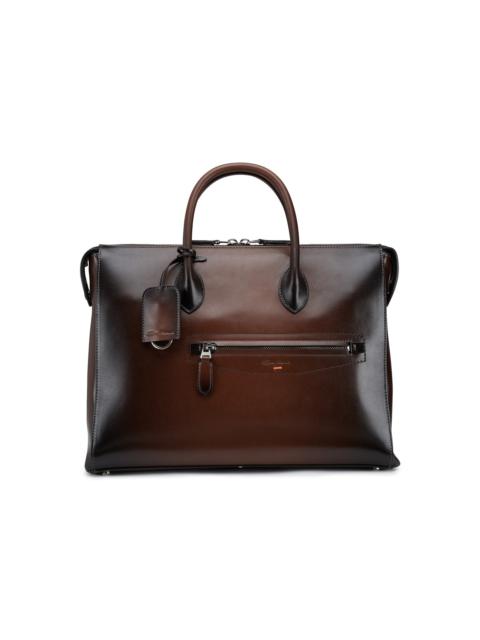 Dark brown leather laptop bag